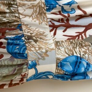 BOSTON PROPER Maritime Print Dress White with Blue and Brown Accents